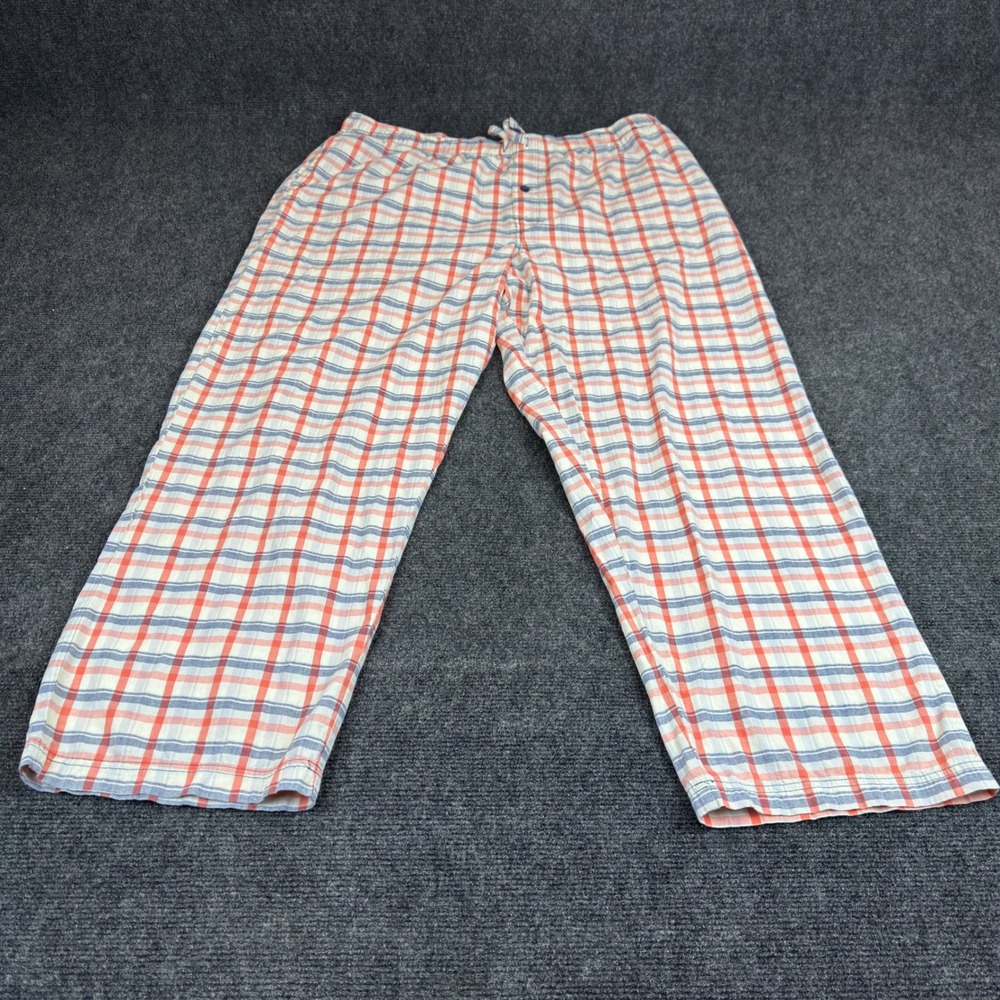 Royal Class Mens XL Pajama Pants Red White Blue Plaid Lounge Sleepwear